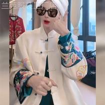 New Chinese style white Tang suit jacket for women in autumn 2024 new high-end and super good-looking high-end Song brocade top