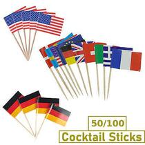 100xToothpicks MINI Flag Paper Cupcake Sticks Party Cocktail