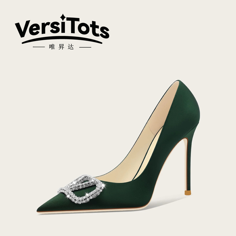 Versitots Retro Pointed Toe Rhinestone Buckle High Heels Pointed Toe Satin Dress Shoes New Chinoiserie Banquet Shoes Versitots Retro Pointed Toe Rhinestone Buckle High Heels Pointed Toe Satin Dress Shoes New Chinoiserie Banquet Shoes