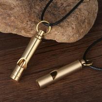 Brass outdoor life-saving whistle bamboo keychain pendant childrens competition high-pitched whistle mountaineering training decoration