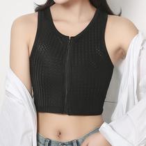 Zuo Chige summer zipper corset les super flat ice silk underwear for women breathable big breasts showing small breasts student bandage