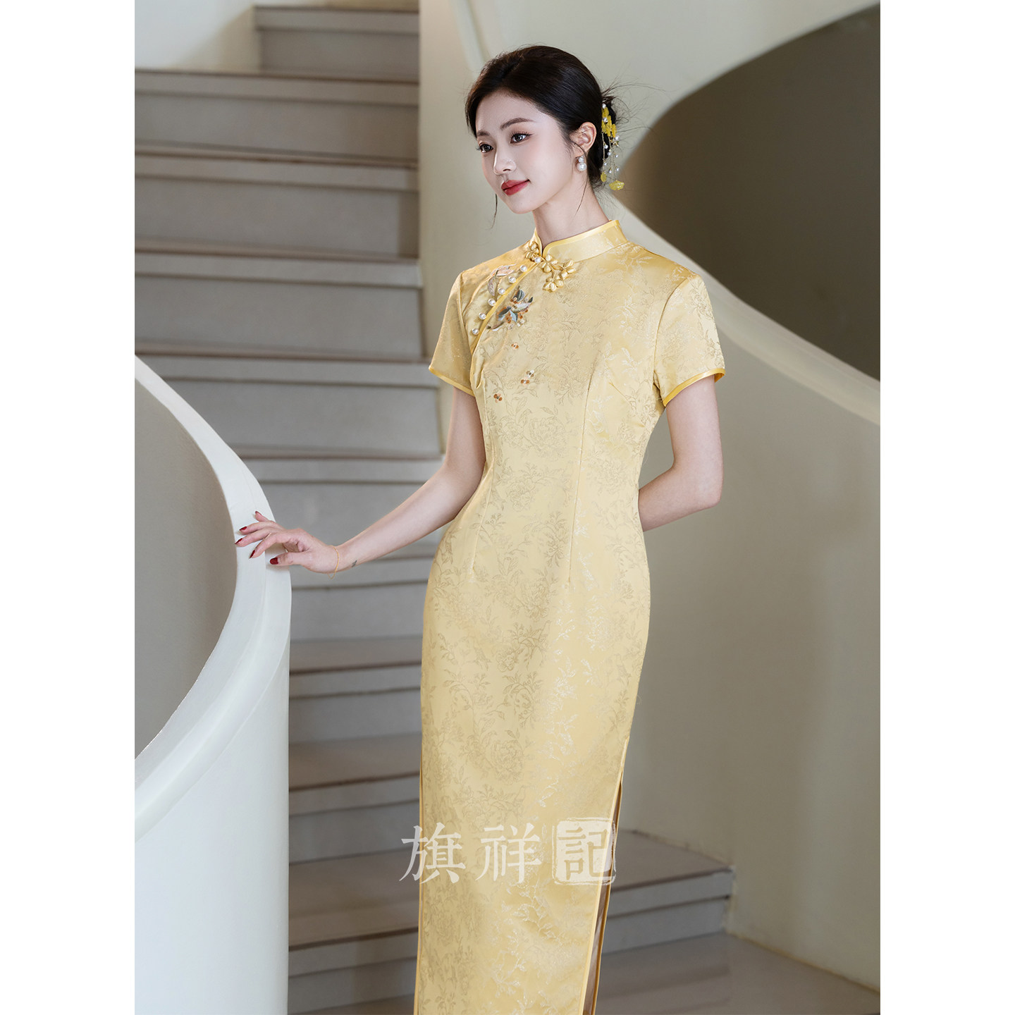 Новое женское желтое свадебное платье Cheongsam в китайском стиле с вышивкой для помолвки можно носить ежедневно, новые и улучшенные вступительные экзамены в колледж cheongsam выигрывает на экзамене