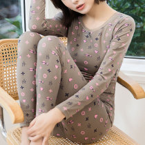 Three-gun elastic cotton pure cotton thermal underwear set for girls and students cute autumn clothes womens tops close-fitting bottoming shirt cotton