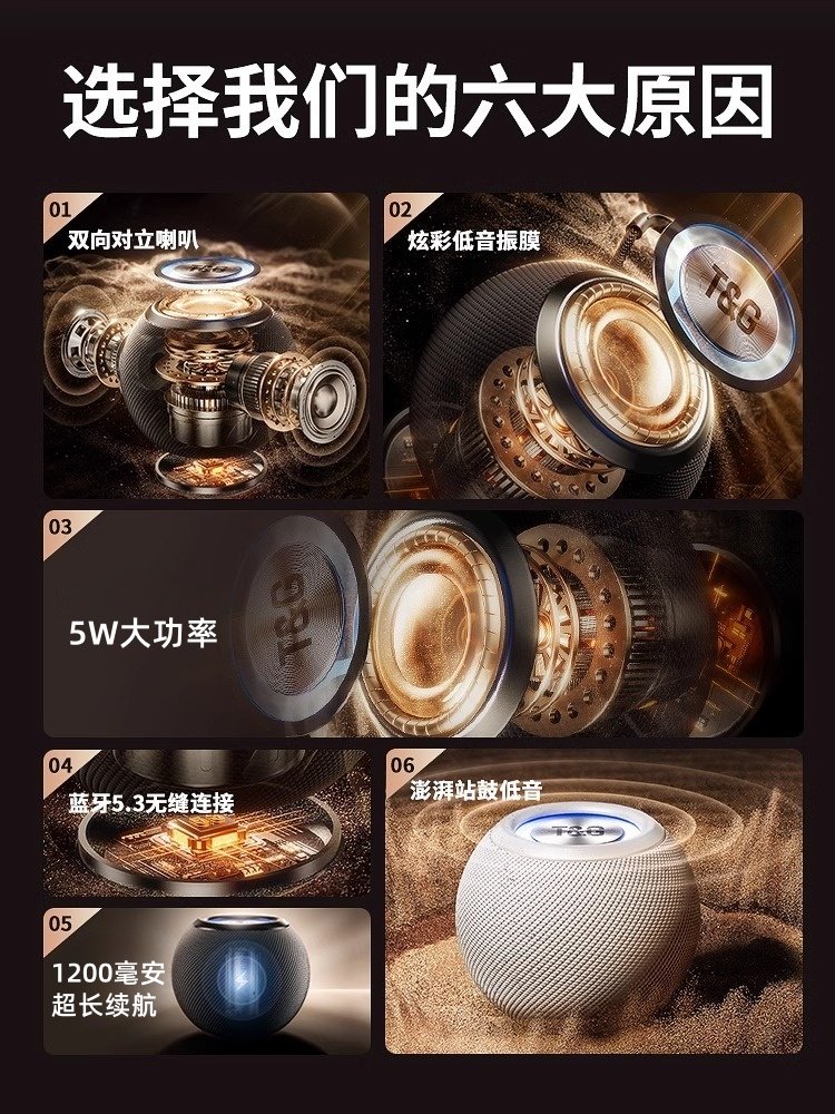 Wireless Bluetooth Speaker 2026 New Model Portable High-Quality Sound Subwoofer Small Home Outdoor Suitable for Apple