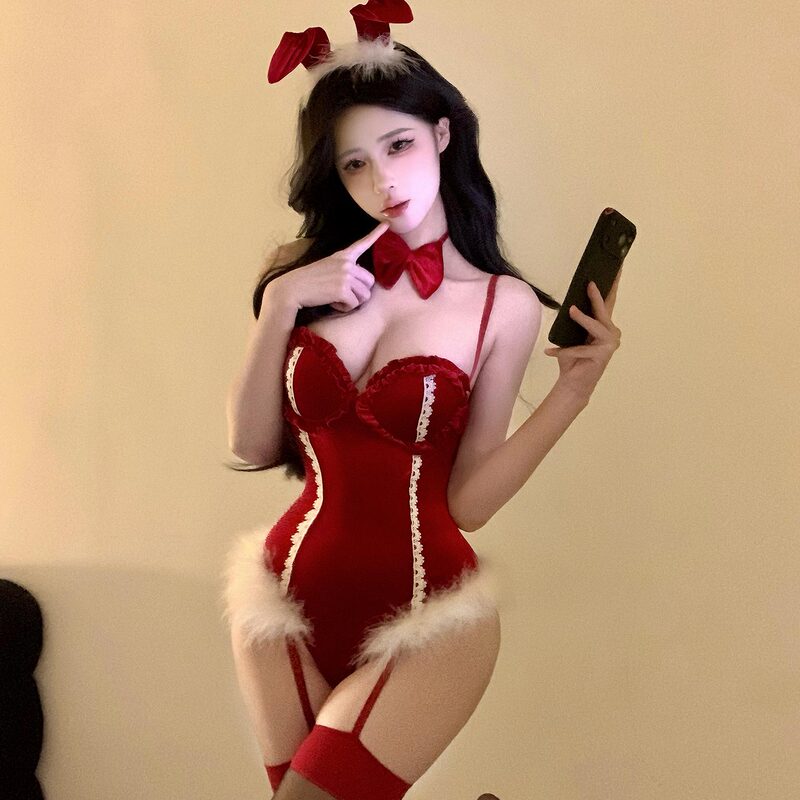 Christmas Outfit Sexy Pure Desire Bunny Girl Uniform Set with Chest Pads, Enhancing Atmosphere, Couple's Date Night Pajamas for Winter Christmas Outfit Sexy Pure Desire Bunny Girl Uniform Set with Chest Pads, Enhancing Atmosphere, Couple's Date Night Pajamas for Winter