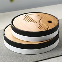 Bamboo tea tray water storage drainage type tea tray Kung Fu tea set tray tea table large and small office home simple bamboo edge