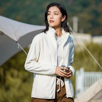 Autumn and winter outdoor double-sided coral velvet fleece jacket for women thickened warm and breathable polar fleece cardigan jacket for women trendy