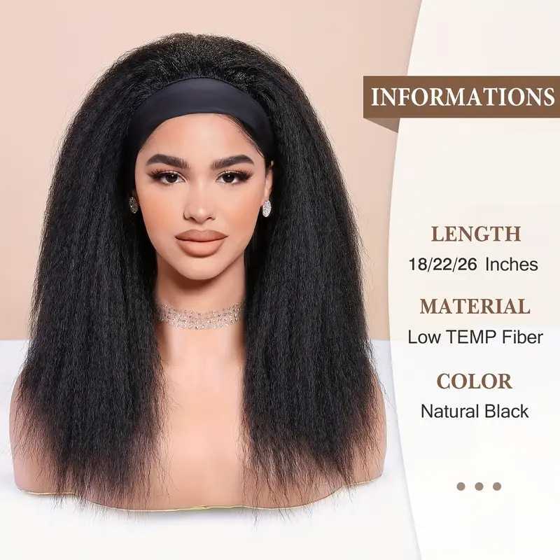 New Direct-Selling Wig for Women, European and American Cross-Border Style, African Black Yaki Ice Silk with Fluffy Middle Parting Synthetic Hairpiece