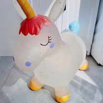 Unicorn jumping horse inflatable toy for children 1 to 3 years old baby kindergarten rocking horse wooden horse educational toy
