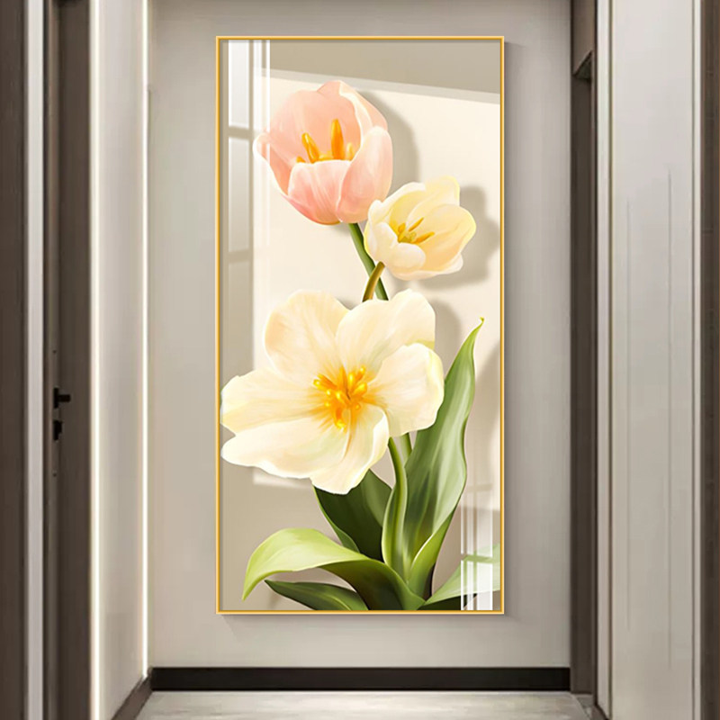Tulip Modern Light Luxury High-End Entrance Decorative Painting Corridor Wall Art Entryway Door Mural Cream Style Tulip Modern Light Luxury High-End Entrance Decorative Painting Corridor Wall Art Entryway Door Mural Cream Style