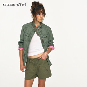 Antenna Effect American Retro Washed Vintage Multi-Pocket Cotton Stand Collar Silhouette Jacket