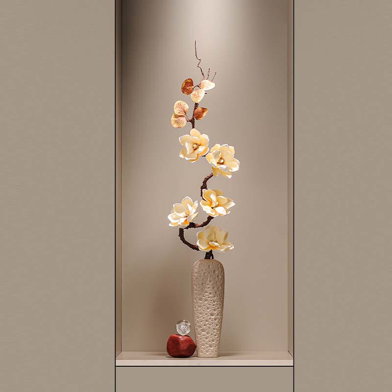 New Chinese-Style Fortune-Enhancing Ceramic Vase Ornament, Gourd and Magnolia Flower, Entrance Hall and Living Room Decoration, Housewarming and Opening Gift New Chinese-Style Fortune-Enhancing Ceramic Vase Ornament, Gourd and Magnolia Flower, Entrance Hall and Living Room Decoration, Housewarming and Opening Gift