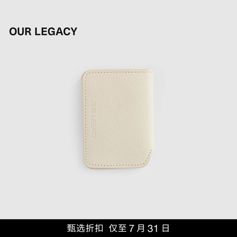 [Selected Special Offer] Our Legacy Unisex Card Case Beige Leather Card Holder Vintage Wallet