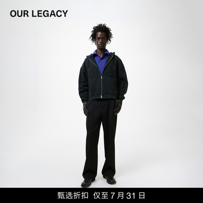[Selected Special Offer] Our Legacy Men's Rascal Hood Black Star Fleece Hoodie Zipper Sweatshirt
