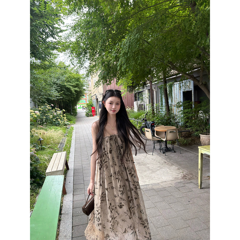 Fleme's Illustrated Guide to Plants: Heavy Lace Romantic Atmosphere Plant-Themed Printed Dress