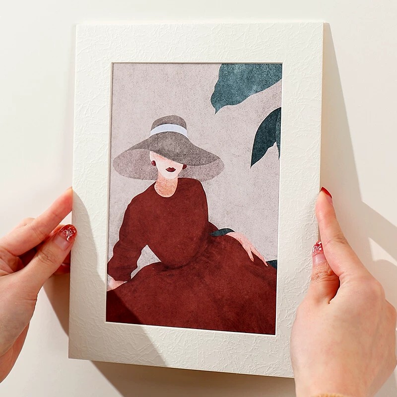 High-End Framed Cartoon Children's Art Paper Frame, Simple White Cardboard Photo Frame, Nordic Art Paper Photo Frame