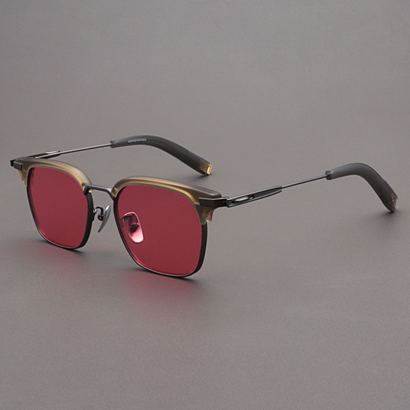 Kennemonnen Wannian Turtle Pure Titanium Sunglasses for Men Frosted Gray Green Frame Glasses Nose Pads Pink Sunglasses for Women