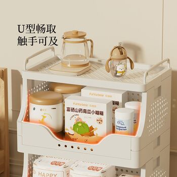 Movable feeding table, household baby products storage, trolley storage rack, multi-layer baby toy storage cabinet