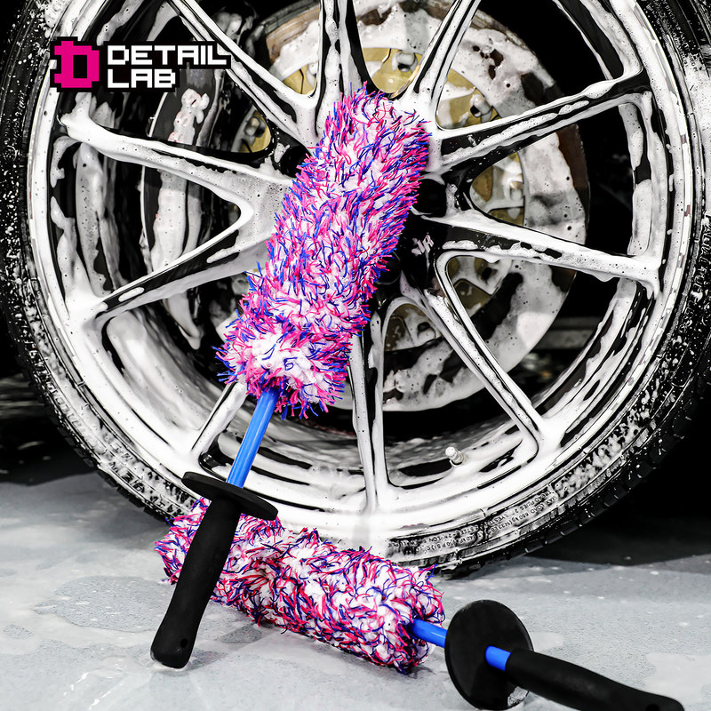 Detail Lab Wheel Brush, Steel Rim Gap Extended Soft Bristle Brush, Car Cleaning and Decontamination Tool, Fiber Car Wash Tool