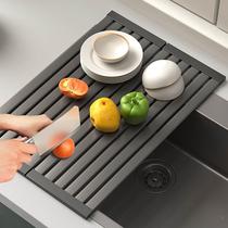 Drain rack 304 stainless steel kitchen sink bowl rack storage rack wash basin dish storage basket foldable roller shutter