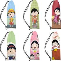 Chibi Maruko-chan cartoon anime badminton racket storage bag drawstring pocket portable versatile trendy badminton racket bag