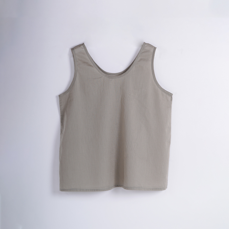 Ikigai Japanese Style All-Cotton Light Khaki Round U-Neck Sleeveless Vest Loose Simple Commuter Inner Layer Base Shirt