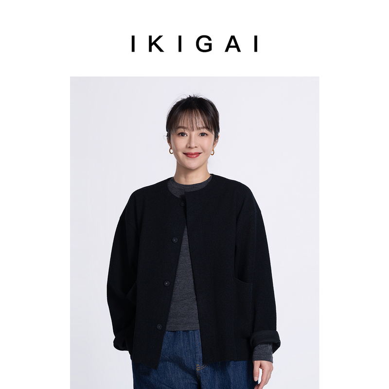 Ikigai Casual and Versatile Small Round Neck Cardigan Jacket