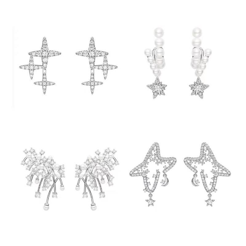 Hefang Original 925 Sterling Silver Dazzling Nebula Earrings Meteor Sweet Dream Starburst Sparkling Earrings Women's Jewelry Hefang Original 925 Sterling Silver Dazzling Nebula Earrings Meteor Sweet Dream Starburst Sparkling Earrings Women's Jewelry