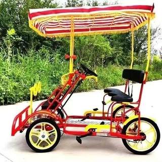 Shaanxi family bicycles, four-wheel scenic bicycles, double row sightseeing bicycles, double with a roof