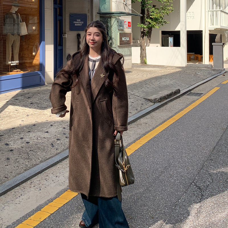 Li Sasa【Little Witch 2.0】Plus-Size Wool Camel Hair Double-Sided Woolen Coat Slimming Woolen Jacket Li Sasa【Little Witch 2.0】Plus-Size Wool Camel Hair Double-Sided Woolen Coat Slimming Woolen Jacket