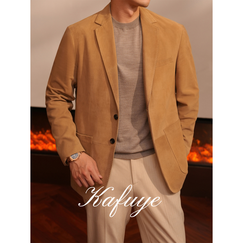 Kafuye Men's High-End Genuine Sheepskin Leather Suit Jacket Men's Business Casual Jacket Top Autumn 0888