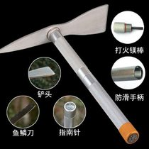 Manufacturers new engineer shovel pickaxe aluminum alloy stainless steel multifunctional folding foreign pickaxe camping iron pickaxe shovel hoe fishing