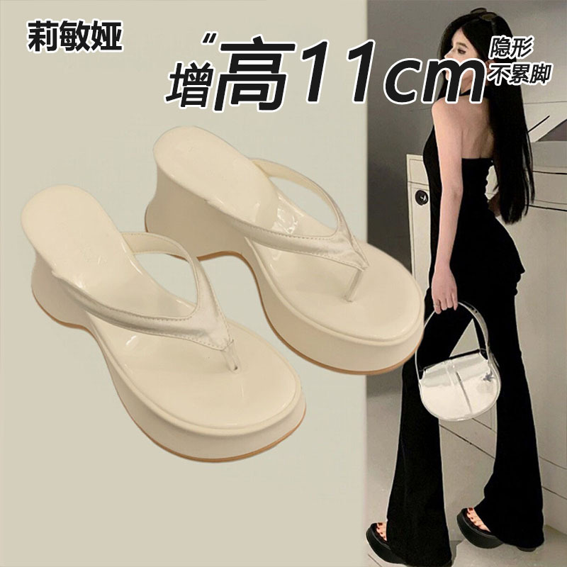 Height-Increasing Genuine Leather 11cm Flip-Flops for Women, 2026 Summer New Style, Thick-Soled Ultra-High Heels, Suitable for Short People, Outdoor Wear Sandals Height-Increasing Genuine Leather 11cm Flip-Flops for Women, 2026 Summer New Style, Thick-Soled Ultra-High Heels, Suitable for Short People, Outdoor Wear Sandals