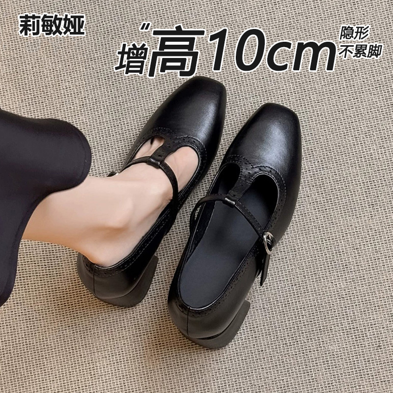 10cm Short Height-Enhancing Genuine Leather Mary Jane Shoes for Women, Summer New Style, Hidden Inner Height Increase, Chunky Heel Small Leather Shoes 10cm Short Height-Enhancing Genuine Leather Mary Jane Shoes for Women, Summer New Style, Hidden Inner Height Increase, Chunky Heel Small Leather Shoes
