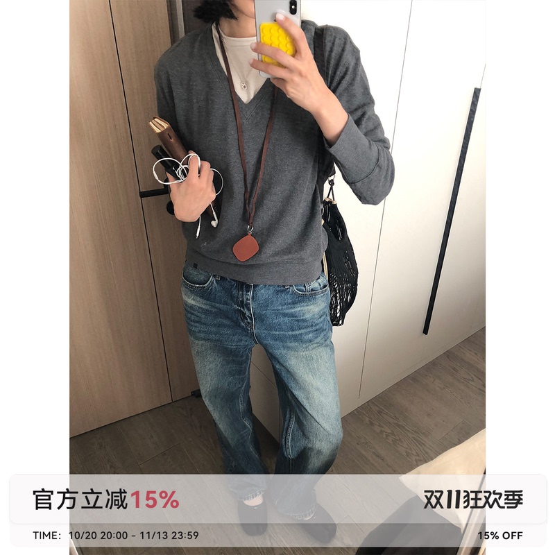 Unvvork Retro Washed Loose Casual Denim Straight-Leg Pants