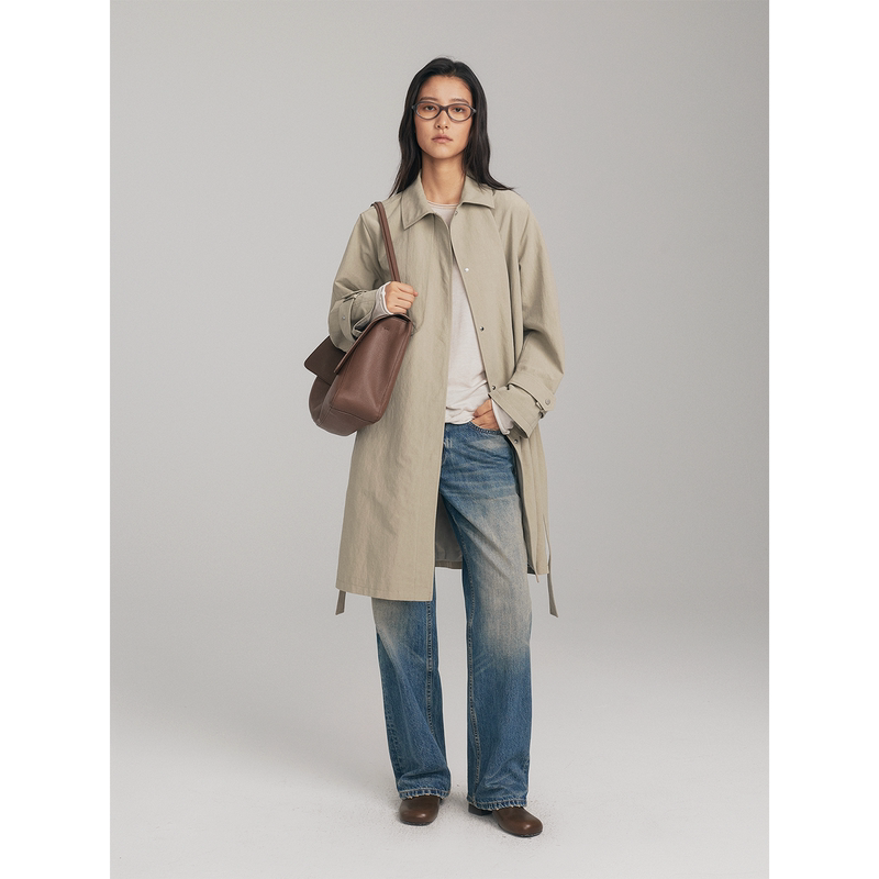 Unvvork Loose, Crisp, Simple, Straight-Cut, Classic Long Trench Coat Unvvork Loose, Crisp, Simple, Straight-Cut, Classic Long Trench Coat