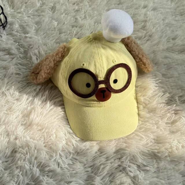 Parent-Child Cute Cartoon Puppy Glasses Baseball Cap for Women, Spring and Summer Sweet Kitten Niche Quirky Duckbill Sun Protection Hat
