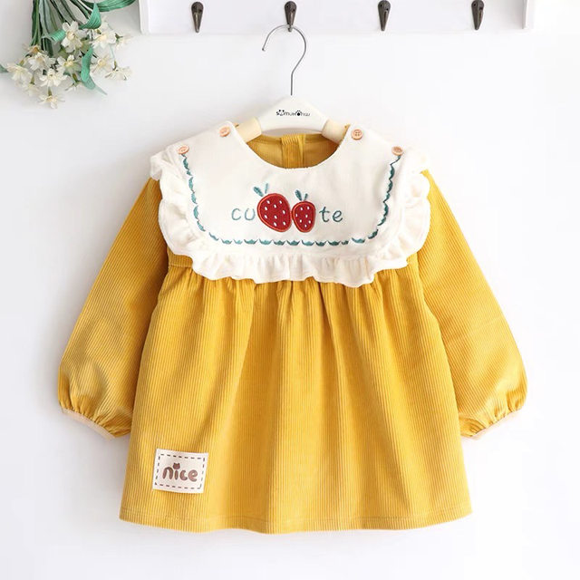 Baby Smock, New Winter Style, Corduroy Smock for Outer Wear, Waterproof Infant Apron, Anti-Dirty Apron, Reverse-Wearing Apron