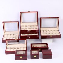 Factory spot 6-digit solid wood light watch box European style window dustproof painted wooden watch storage box
