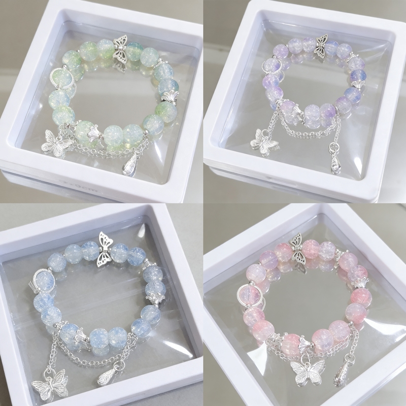 New Style Explosive Crystal Water Drop Butterfly Bracelet for Women, Super Fairy-Like, Colorful Crystal, Sweet and Versatile, Best Friend Bracelet Jewelry