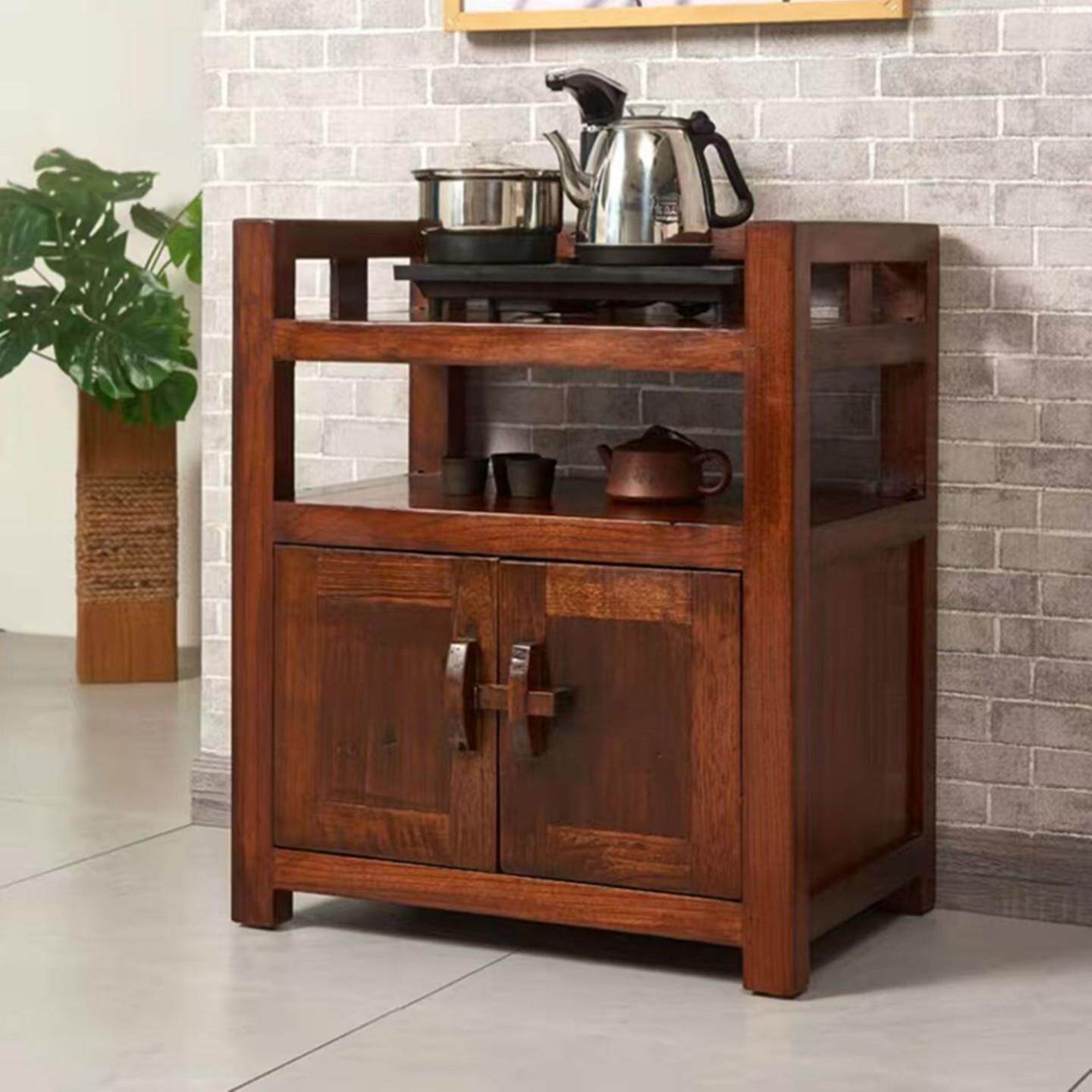 Solid wood sideboard, new Chinese style tea side cabinet, tea cabinet, corner table, storage cabinet, tea set storage rack, removable