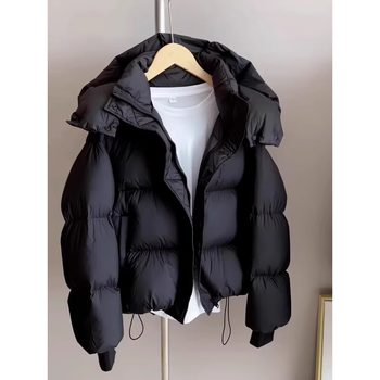Hooded down cotton jacket for women short autumn and winter new style small thickened cotton jacket bread jacket loose cotton jacket Hooded down cotton jacket for women short autumn and winter new style small thickened cotton jacket bread jacket loose cotton jacket