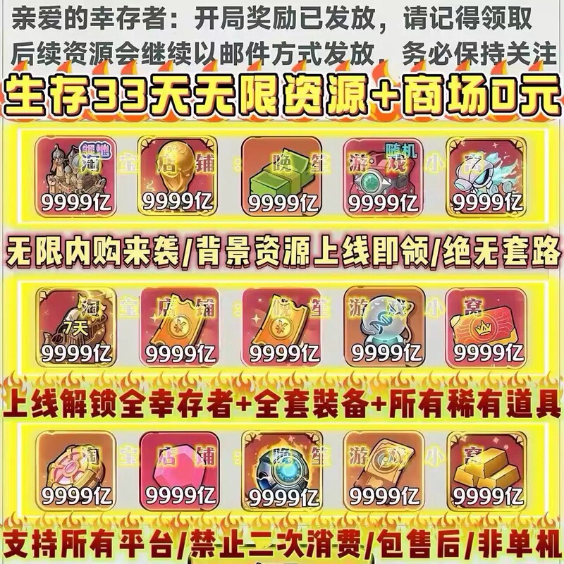 Survive for 33 Days with Unlimited In-Game Purchases + Unlimited Vouchers + All Character Skins + Unlimited Resources + Gm Backend Privileges