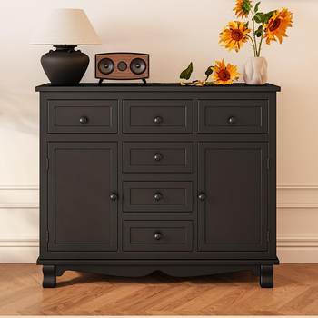 Bottle cabinet solid wood american storage cabinet bedroom bed tail cabinet living room wall small cabinet storage black chest of cabinet