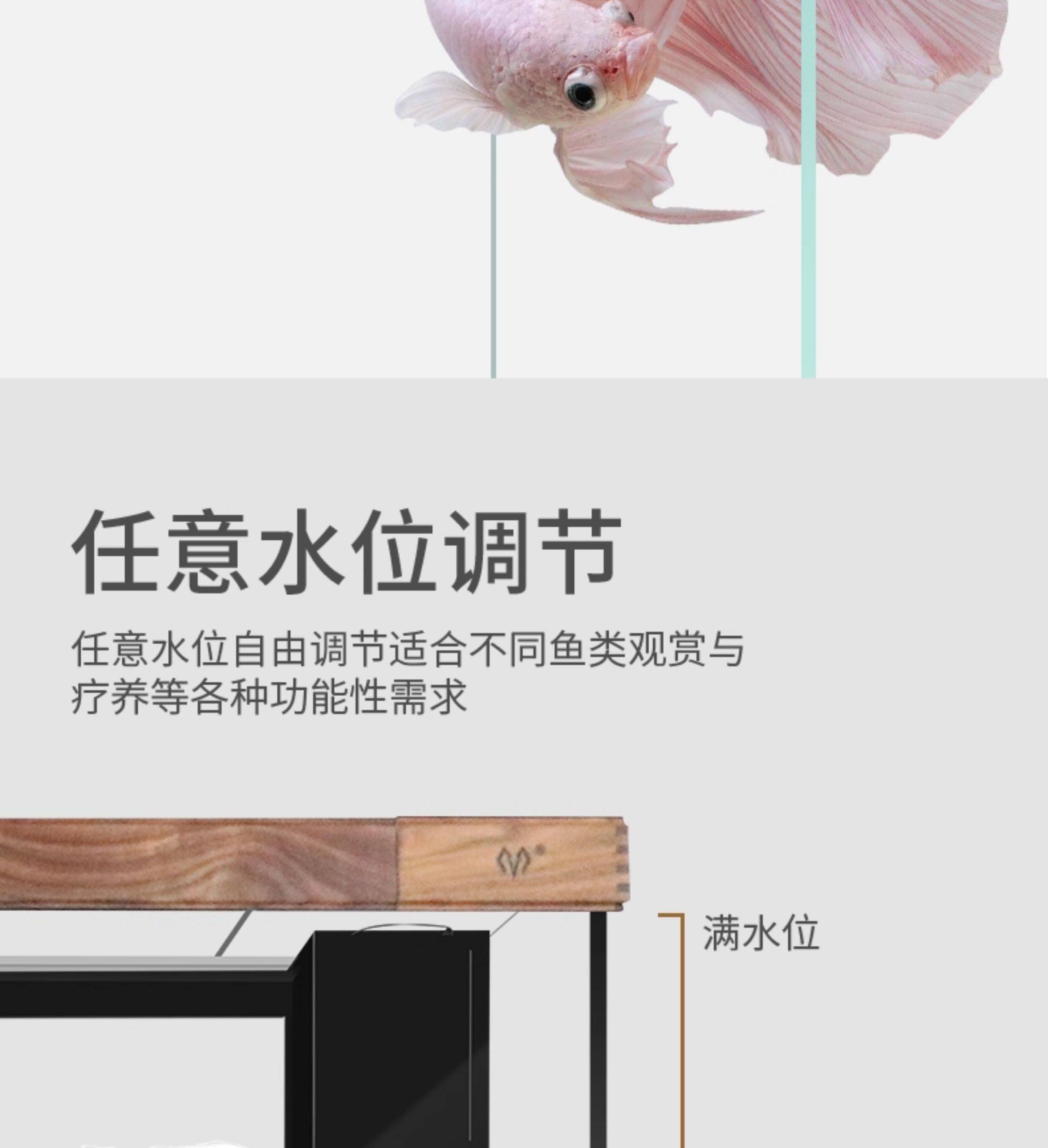 满堂鸿双层龙墅H18黑胡桃钢木结构落地鱼缸实木定制专利静音龙缸 detail 11