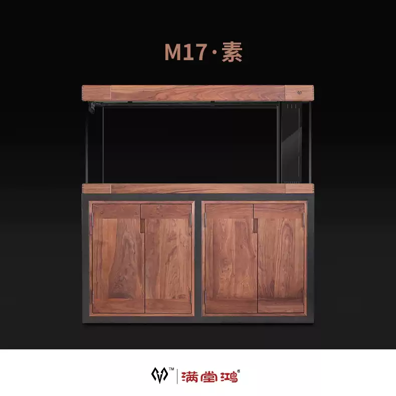 满堂鸿大尺寸钢木结构落地鱼缸热带鱼缸可定制尺寸原木带静音过滤 detail 3