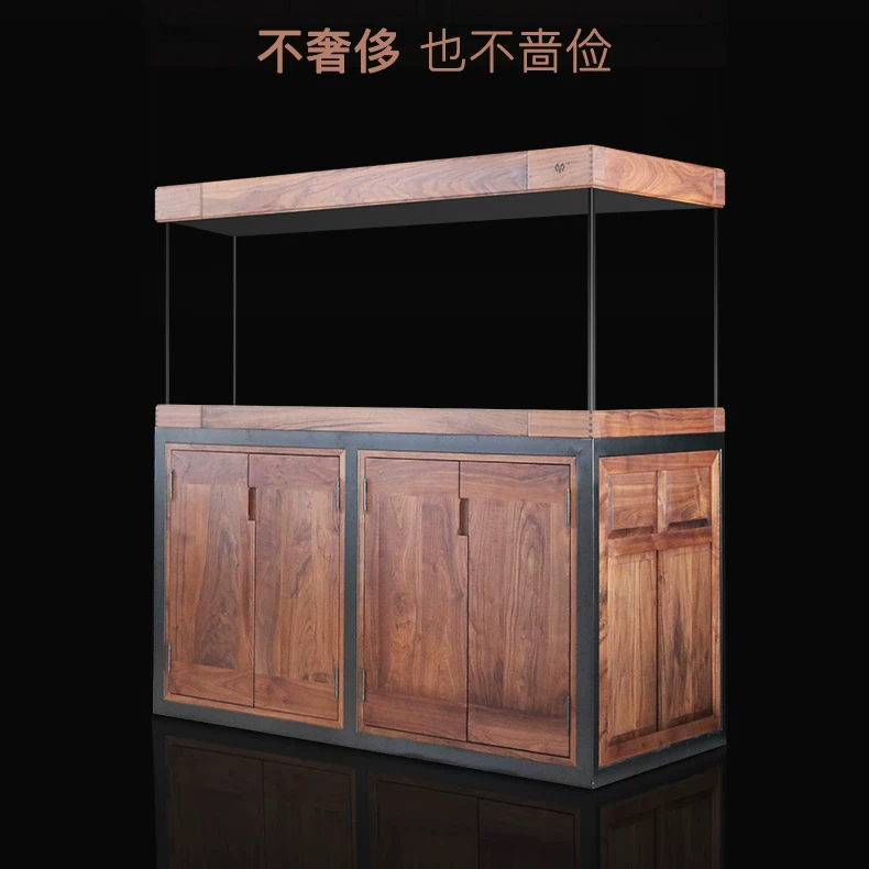 满堂鸿大尺寸钢木结构落地鱼缸热带鱼缸可定制尺寸原木带静音过滤 detail 6
