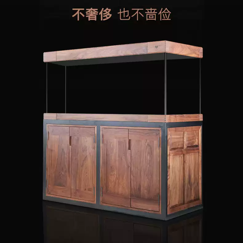 满堂鸿大尺寸钢木结构落地鱼缸热带鱼缸可定制尺寸原木带静音过滤 detail 1