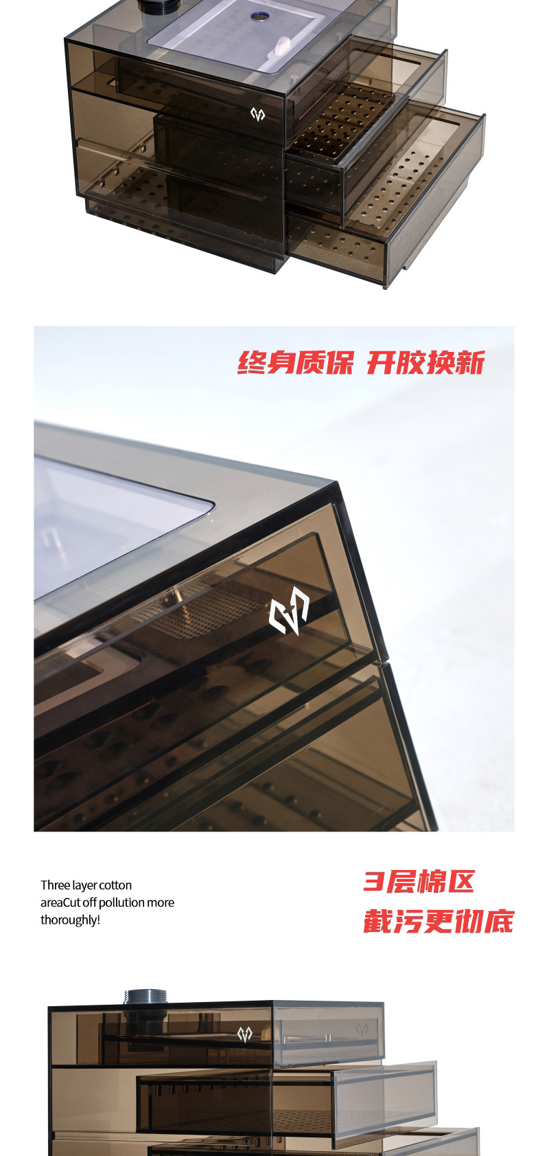 工业风兰寿溪流鱼缸大型落地一体免换水隔断玻璃金鱼缸家用静音 detail 22