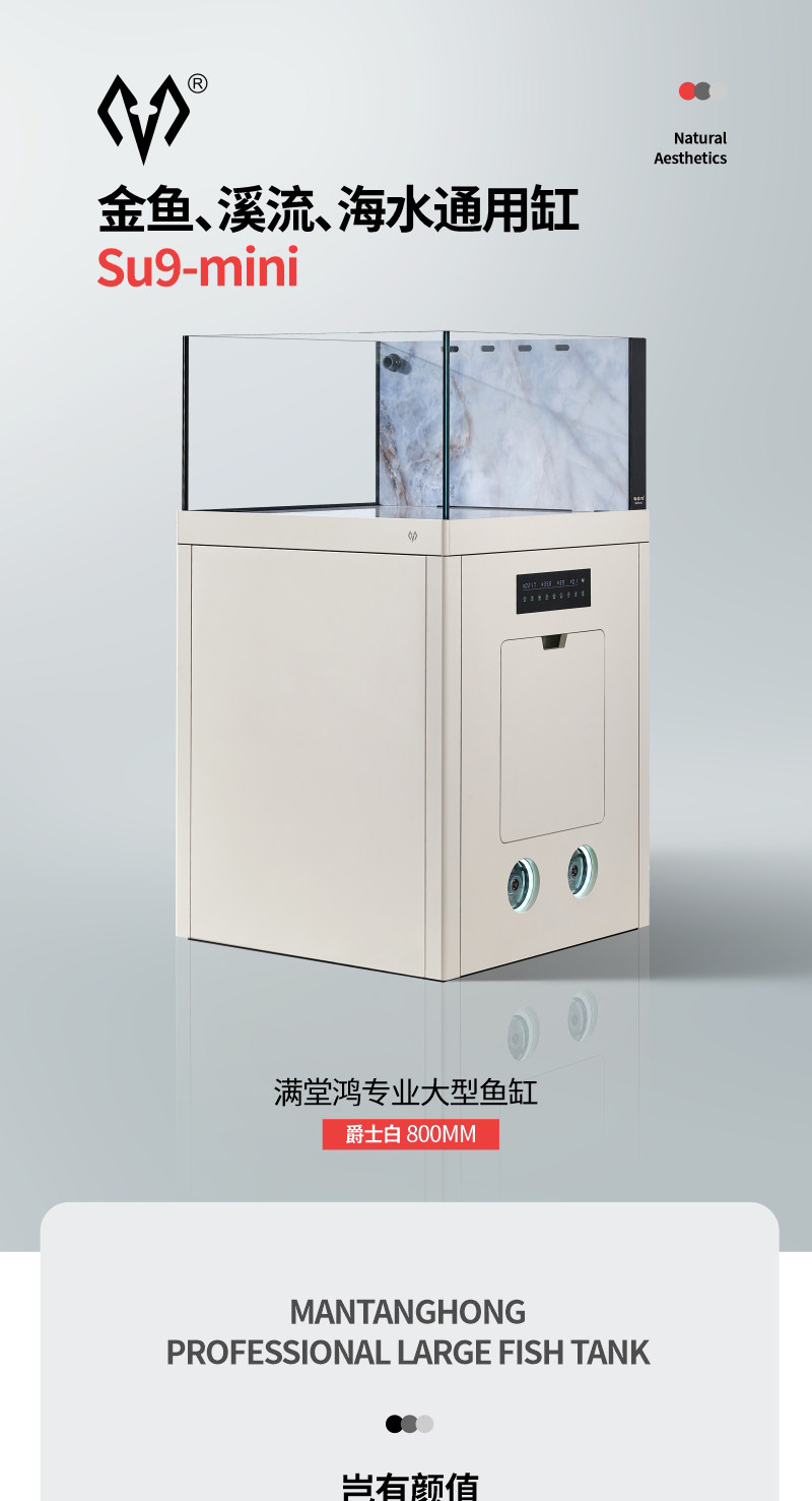 满堂鸿SU9MINI极简不锈钢大型金晶超白鱼缸高分子过滤混养水族缸 detail 7